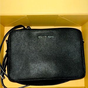 Black Leather Michael Kors Cross Body